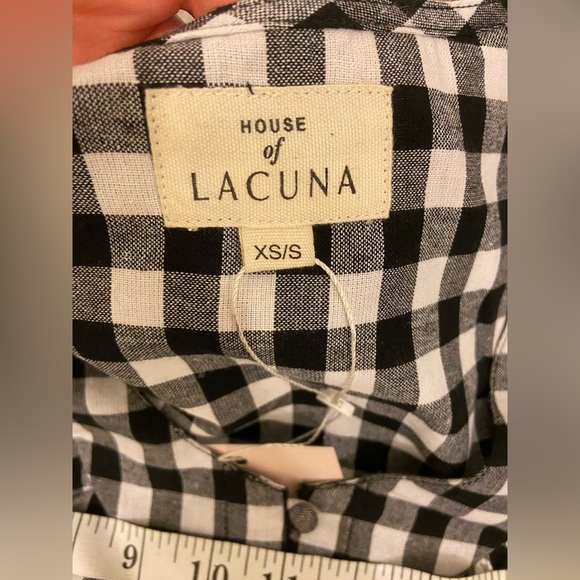 NWT House of Lacuna Lou Lou Blouse Black & White Gingham Size XS/S - Picture 8 of 9